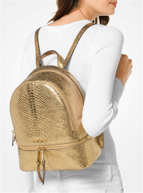 michael michael kors rhea medium chain embossed leather backpack|Michael Kors rhea backpack large.